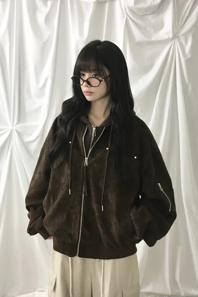 The Coralie Faux Two Piece Hooded Biker Jacket Detail – La Rose Couture Coats & Jackets