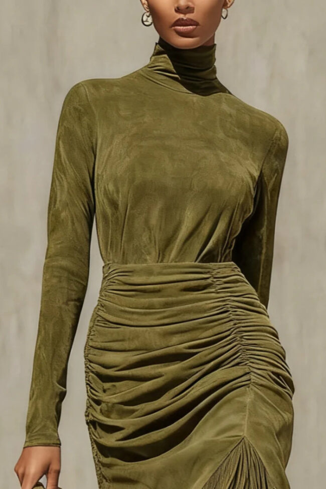 The Faustine Elegant Tassel Suede Dress Detail – La Rose Couture Dresses & Gowns