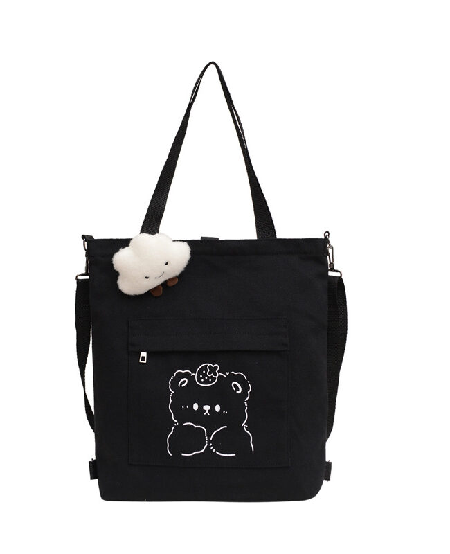 The Margot Bear Print Canvas Shoulder Bag Detail – La Rose Couture Handbags & Clutches