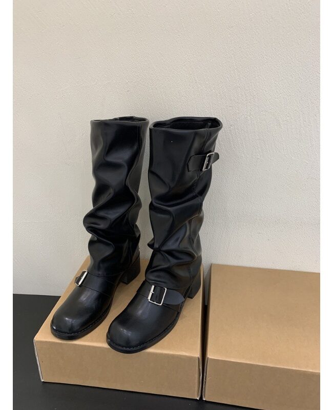 The Astrid Over the Knee Boots for with Chunky Heels Detail – La Rose Couture Shoes & Footwear