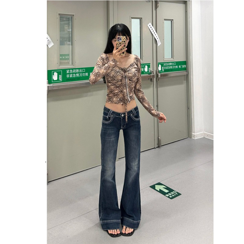 Low Waist Flared Denim Pants - Image 2