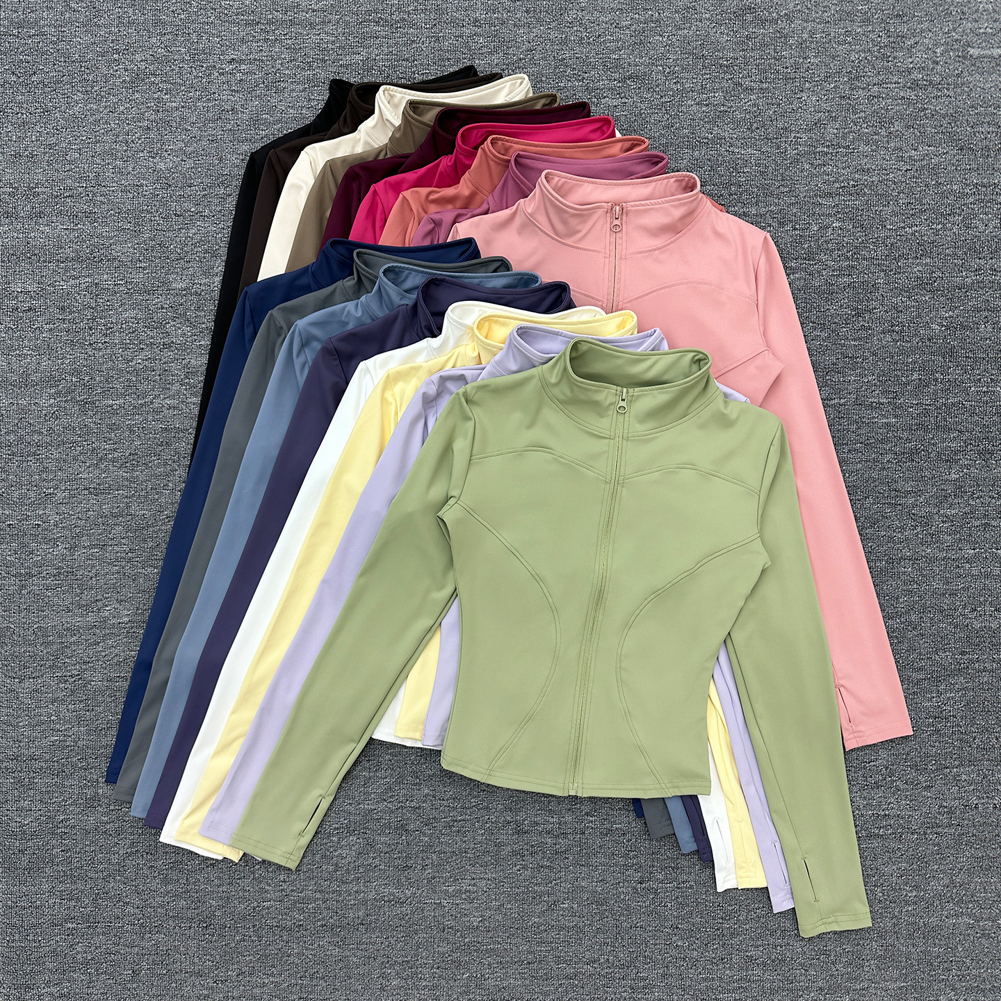 Womens Stand Collar Sports Jacket with Thumb Holes