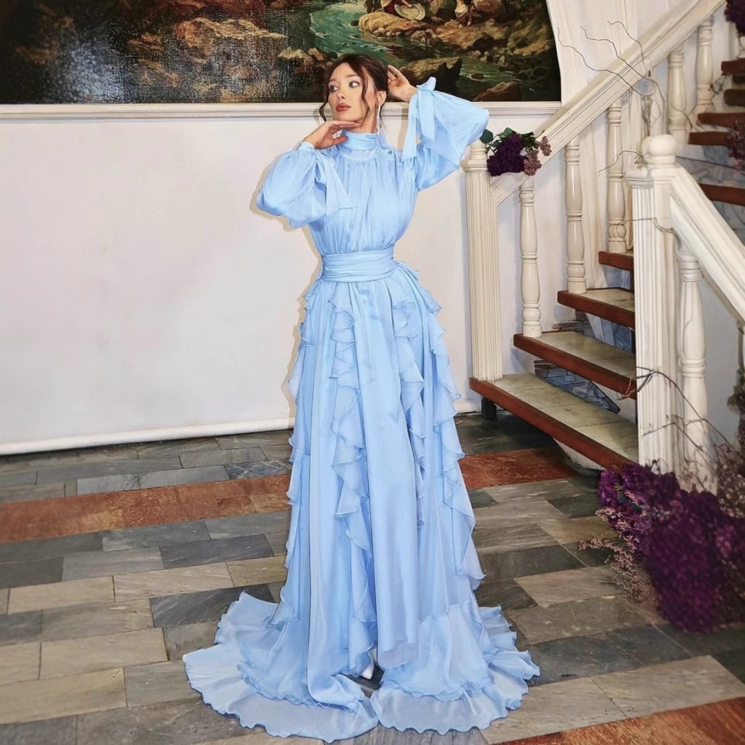 Womens Pleated Chiffon Dress