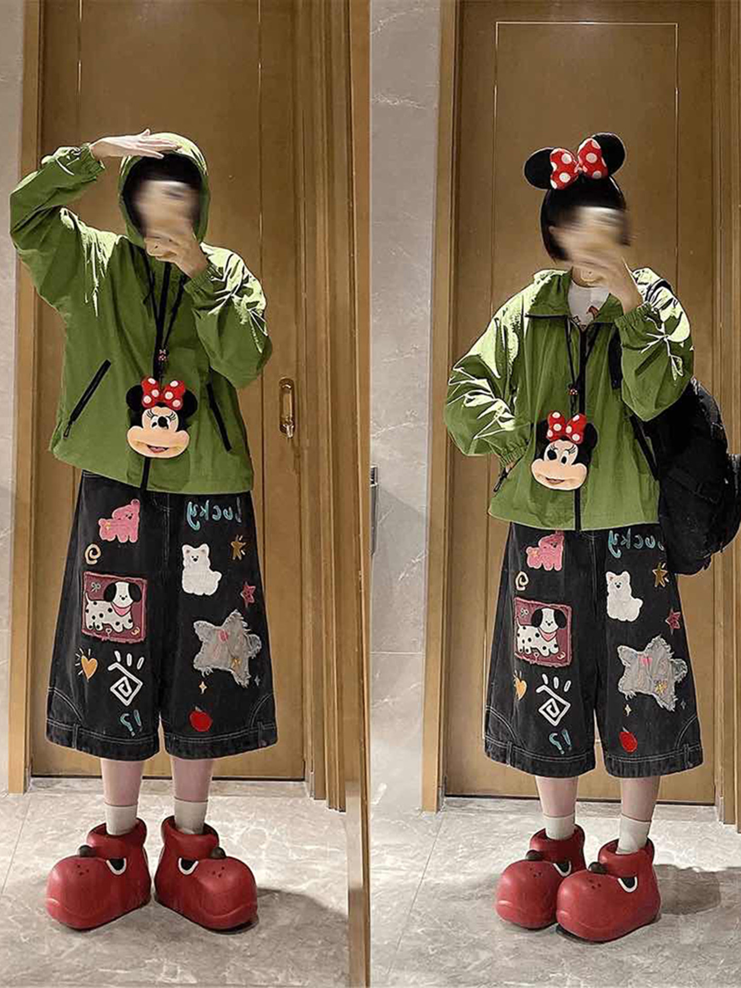 Embroidered Denim Cropped Wide-Leg Shorts - Image 4