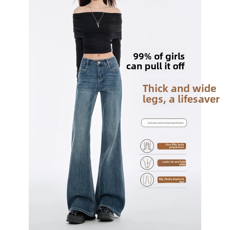 Vintage High Waisted Flared Denim Jeans for Women - Image 2