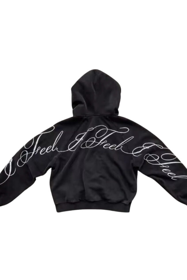 The Aurore Letter Print Hooded Sweatshirt Detail – La Rose Couture Tops & Blouses