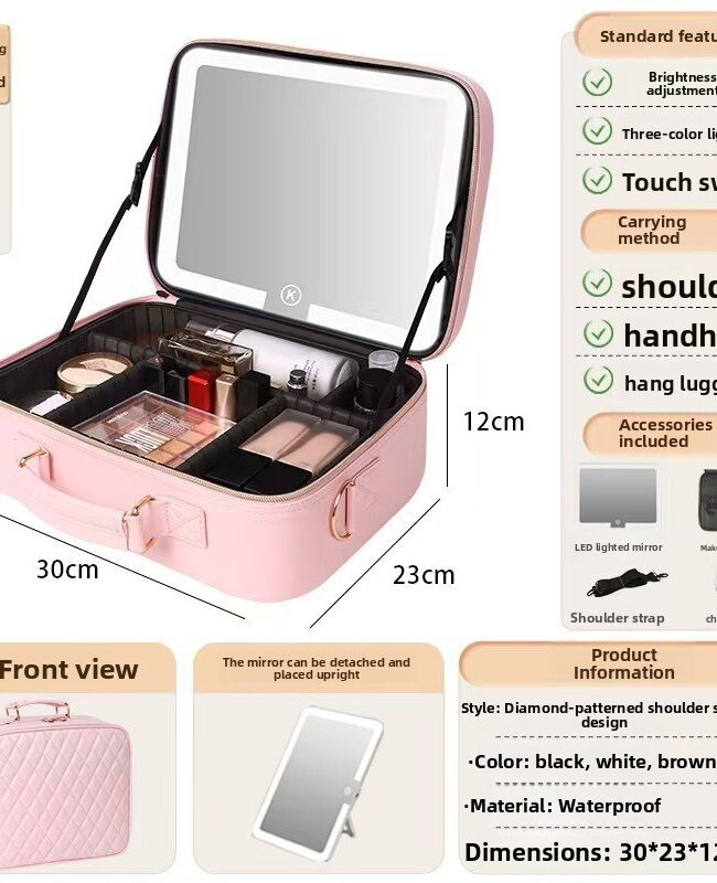 The Morgane Led Illuminated Cosmetic Makeup Case Detail – La Rose Couture Handbags & Clutches