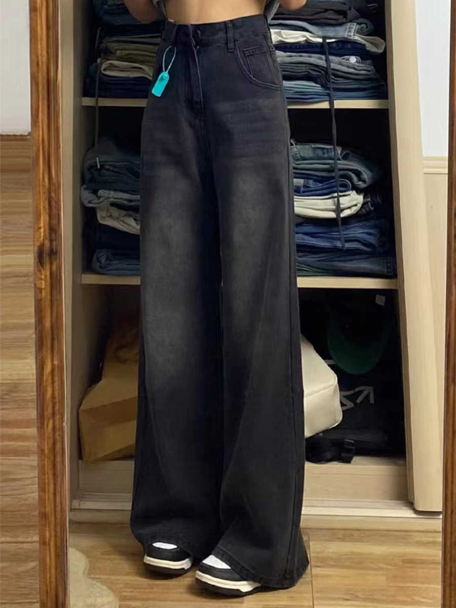 Plus Size Vintage Denim Wide Leg Pants - Image 5
