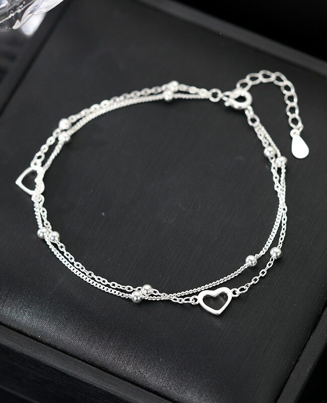 The Sixtine S925 Sterling Silver Double Layer Heart Pendant Bracelet Detail – La Rose Couture Jewellery & Accessories