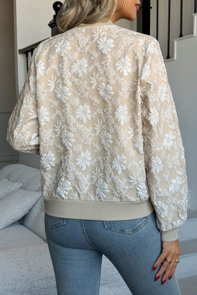 The Angele Jacquard Zipper Loose Fit Jacket Detail – La Rose Couture Coats & Jackets