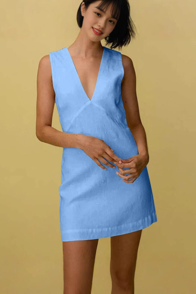 The Pascaline Summer Sleeveless V Neck Dress Detail – La Rose Couture Dresses & Gowns