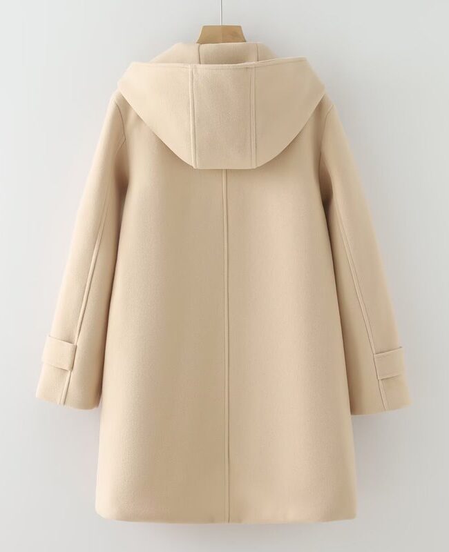 The Sixtine Hooded Mid Length Lapel Woolen Coat Detail – La Rose Couture Coats & Jackets