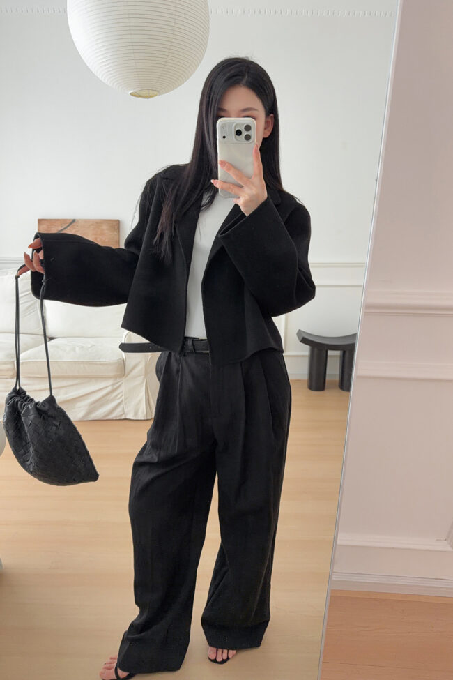 The Cassandre Double Sided Wool Blend Loose Fit Coat Detail – La Rose Couture Coats & Jackets