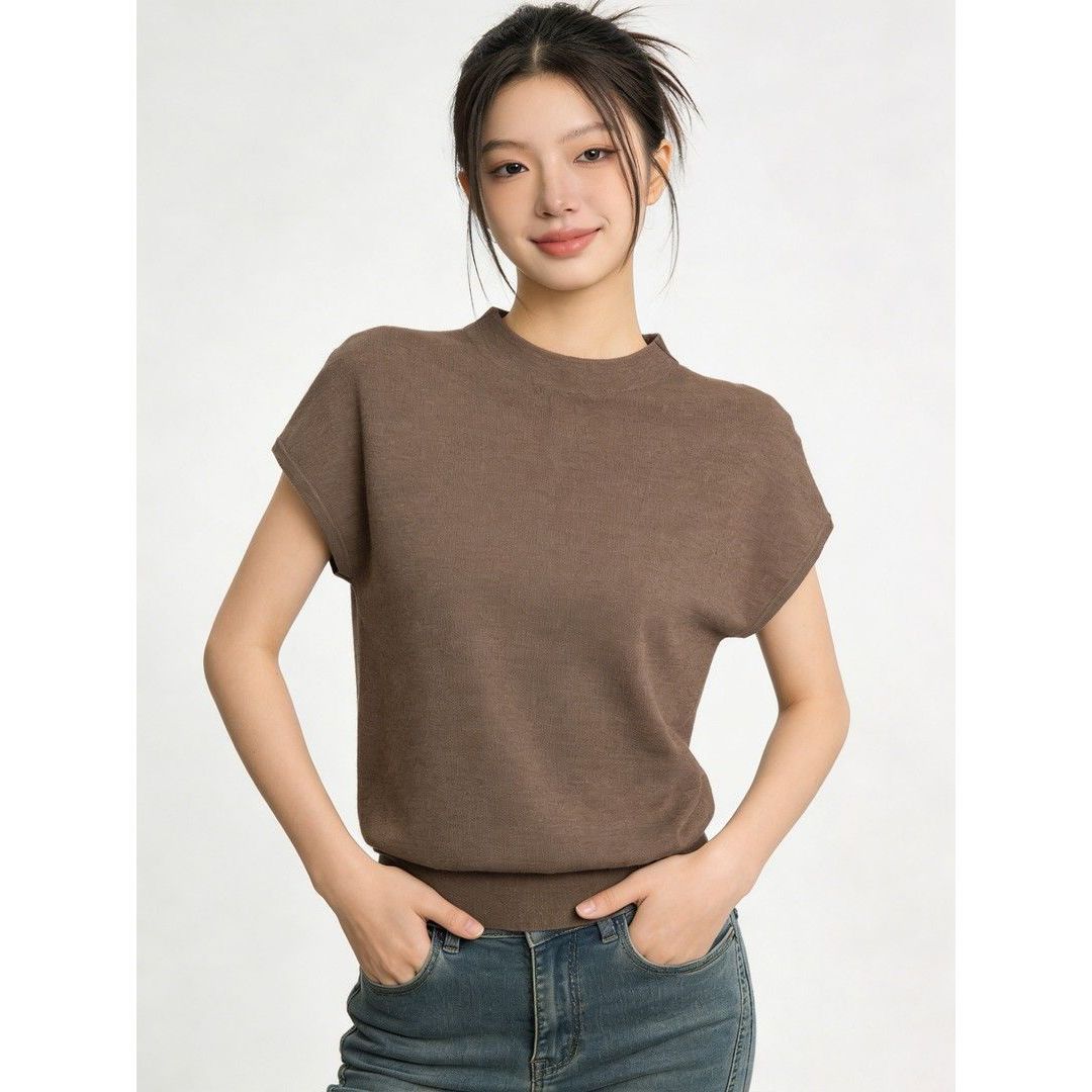 Womens Half Turtleneck Knit T-Shirt - Image 3