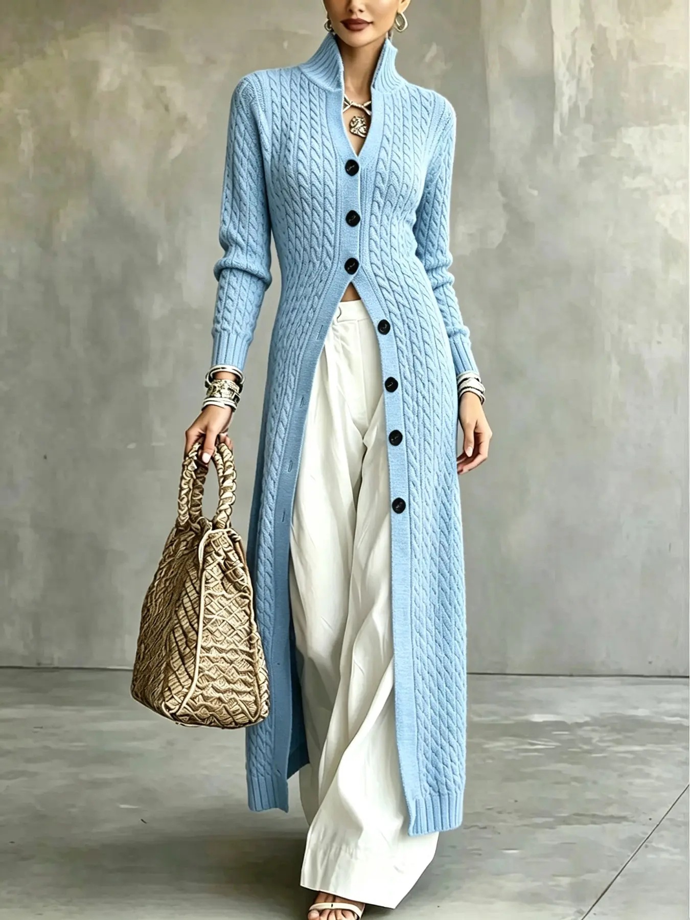 Long Knitted button sweater - Image 4