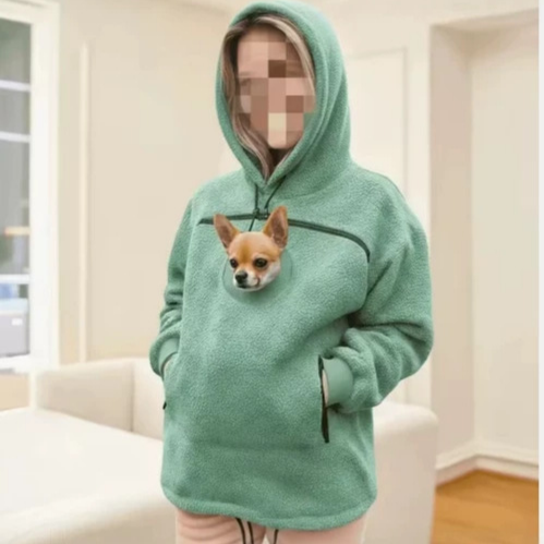 Relaxed, casual and warm fleece hoodie for humans and pets together - Image 2