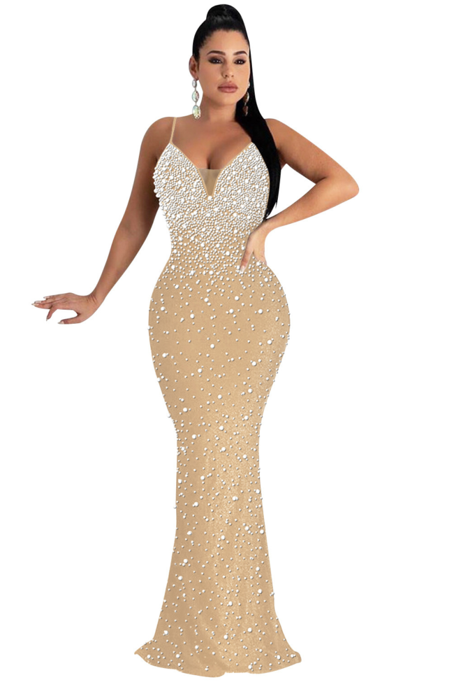 The Laure Elegant Beaded Sling Dress Detail – La Rose Couture Dresses & Gowns