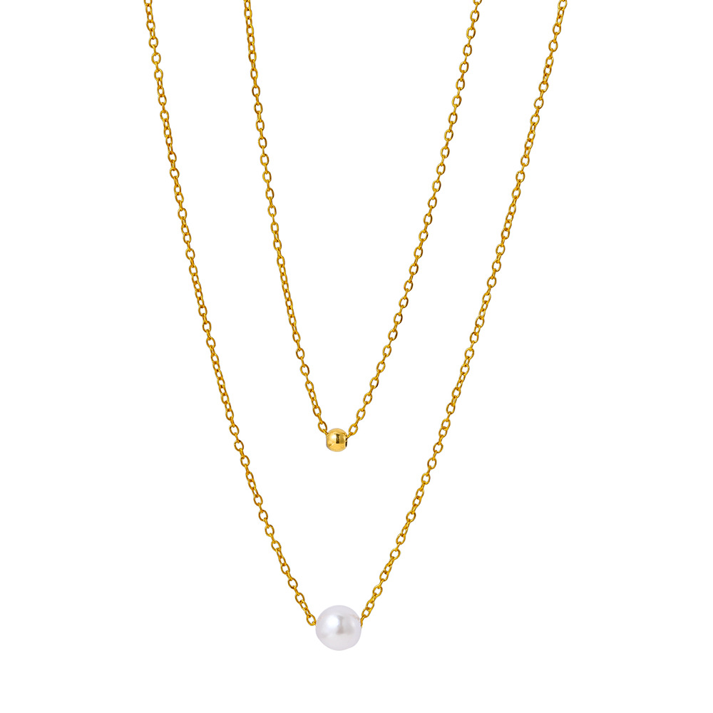Double Layer Imitation Pearl Necklace - Image 3
