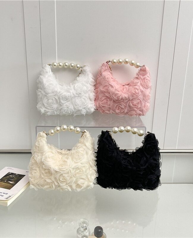 The Chloe Beaded Lace Evening Shoulder Bag – La Rose Couture Handbags & Clutches