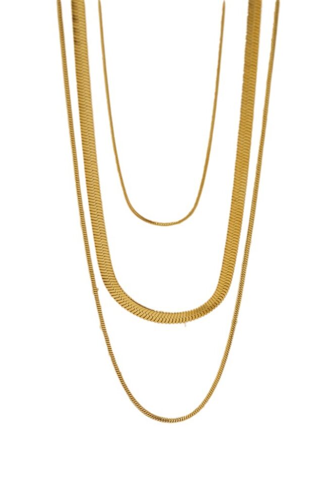 The Solene Minimalist Three Layer Snake Bone Chain Detail – La Rose Couture Jewellery & Accessories