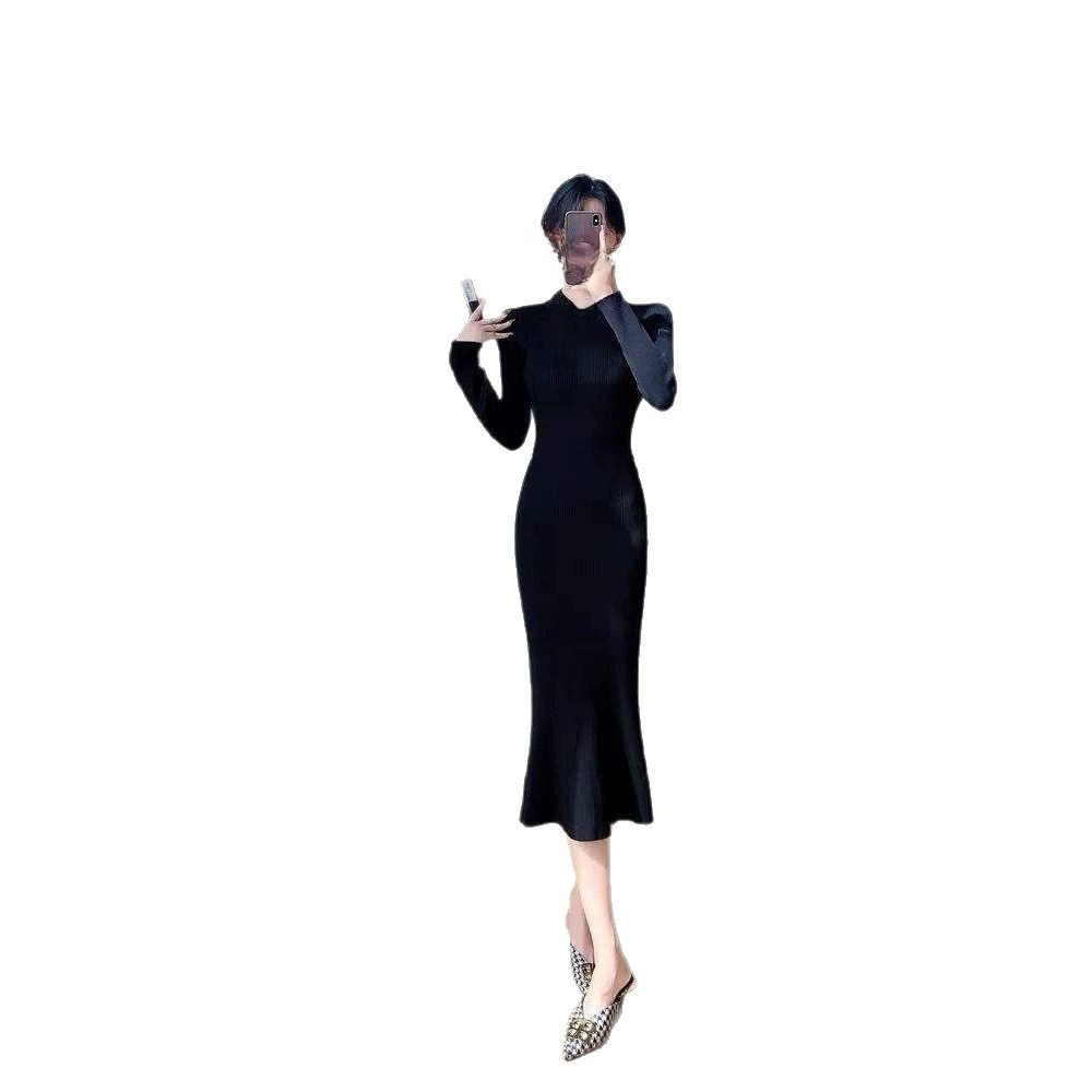 Retro Slim-Fit Knit Mermaid Dress - Image 2
