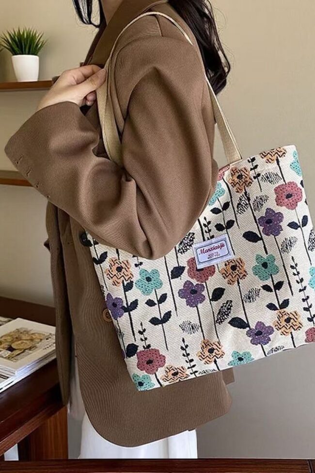 The Sixtine Canvas Tote Bag Foldable Shoulder Detail – La Rose Couture Handbags & Clutches