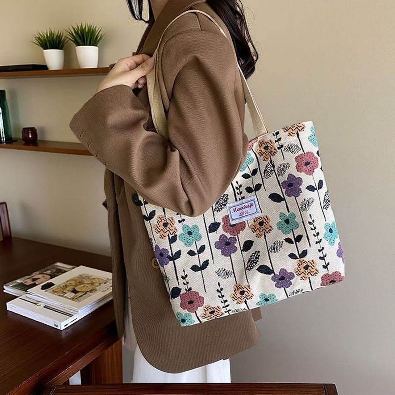 Canvas Tote Bag Women Foldable Shoulder Bag - Image 3