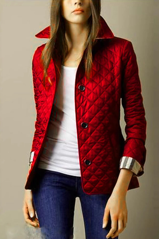 The Amelie Slim Fit Quilted Jacket with Lapel Collar Detail – La Rose Couture Coats & Jackets