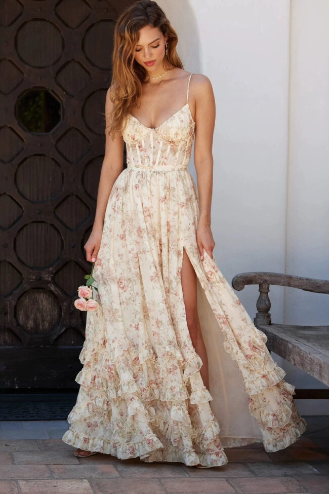 The Oceane Floral Long Dress Detail – La Rose Couture Dresses & Gowns