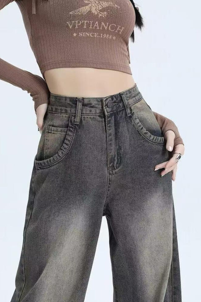The Justine Gradient Wide Leg Floor Length Jeans Detail – La Rose Couture Trousers & Skirts