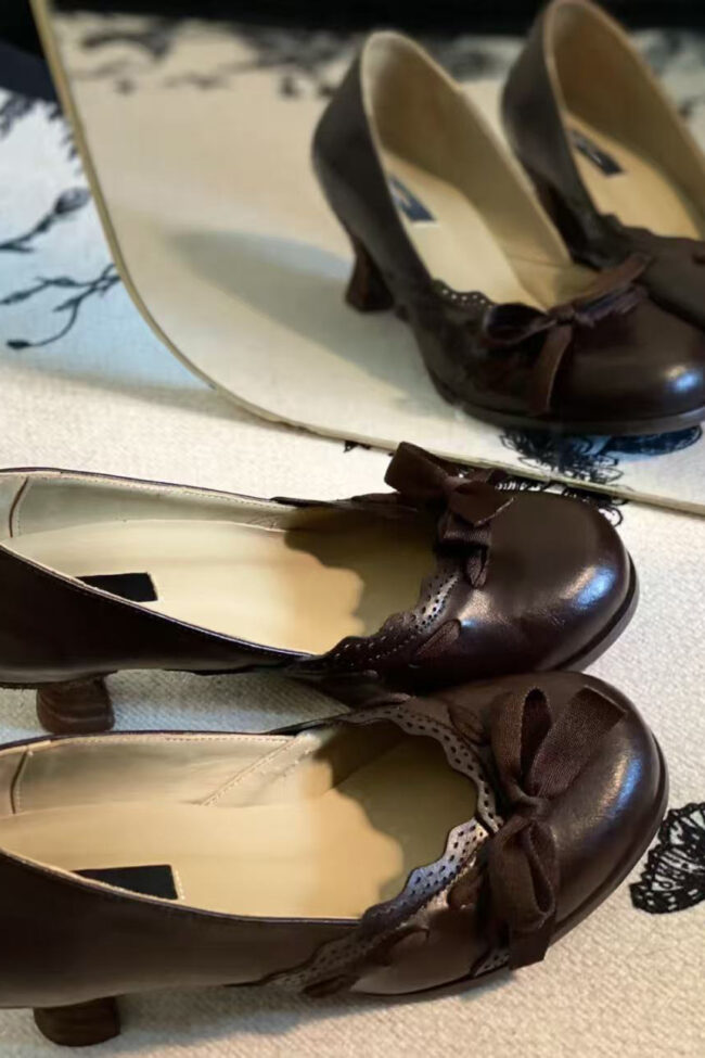 The Lucile Fine Heels with Bow Ties Paired with a Skirt Are a Perfect Match for a Simple Open Toe Sandal Detail – La Rose Couture Shoes & Footwear