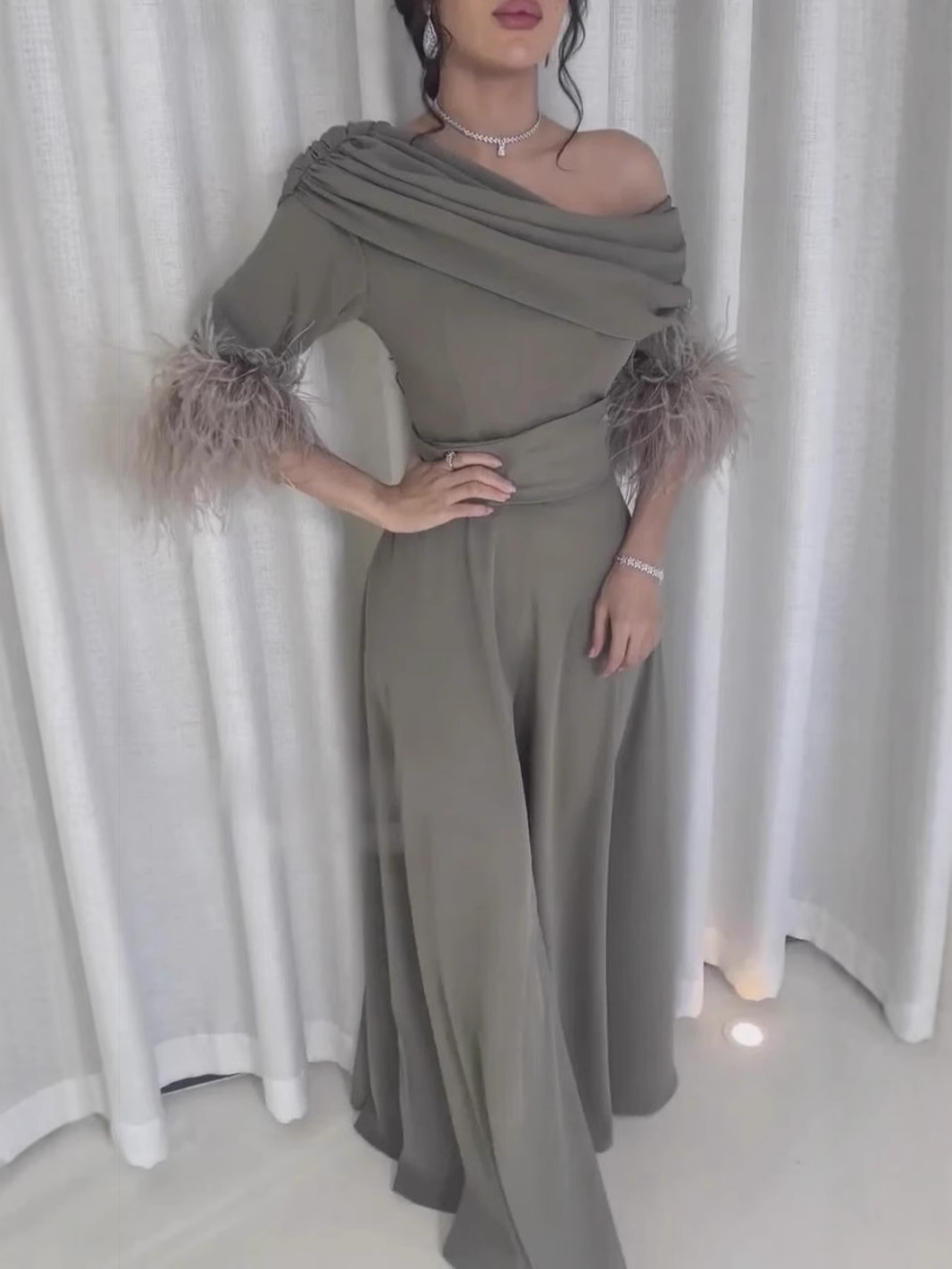 Womens Feather Stitching Loose Jumpsuit - Image 2