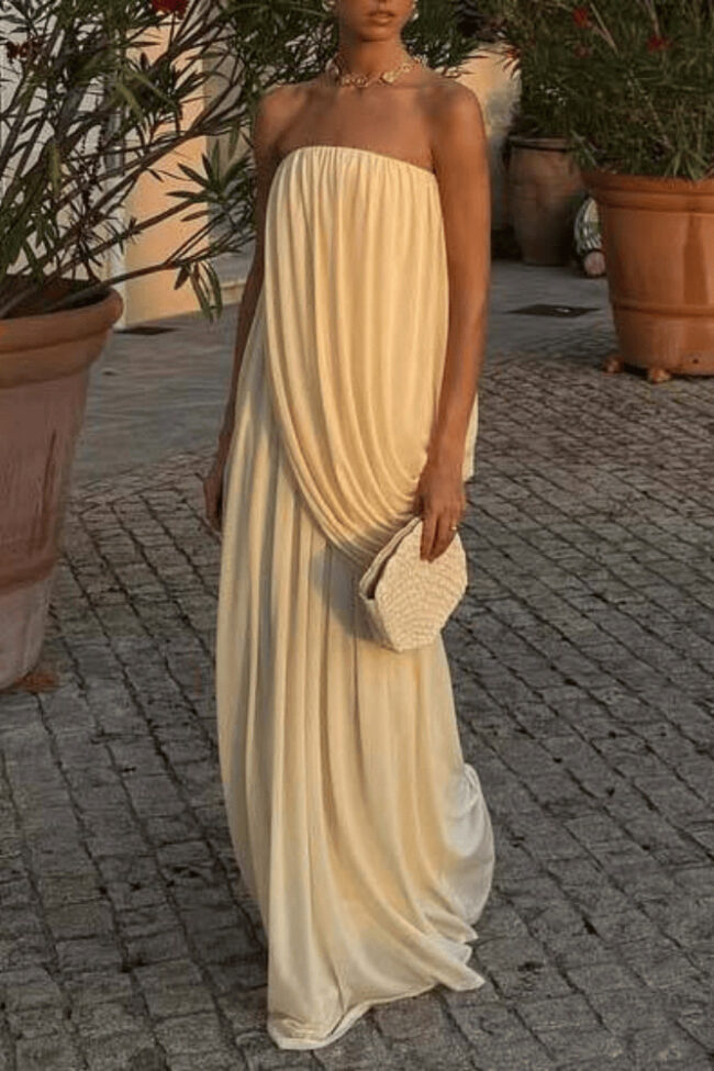 The Sabine Chiffon Pleated Dress Detail – La Rose Couture Dresses & Gowns