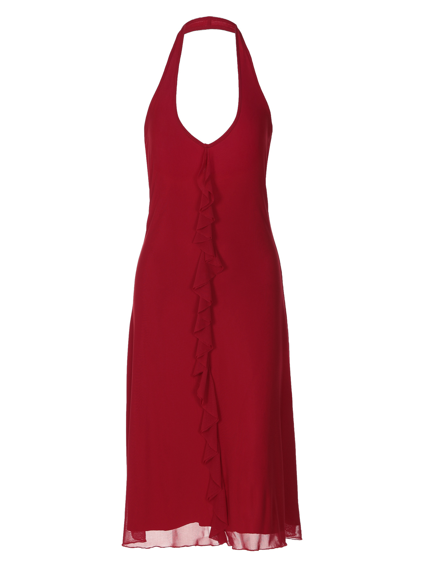 V-Neck Ruffle Trim Halter Dress - Image 3