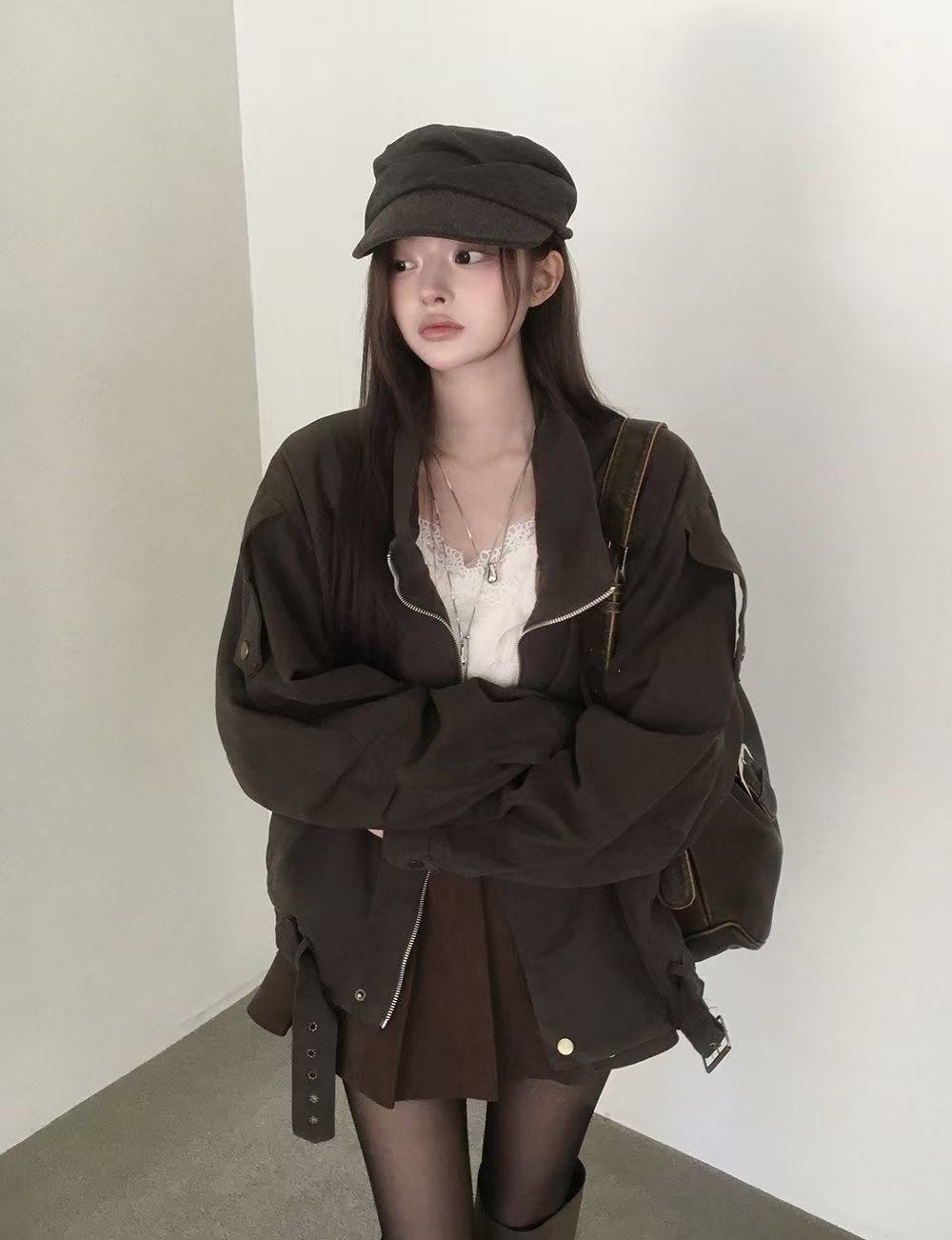 Stand Collar Relaxed Fit Woven Jacket - Image 3