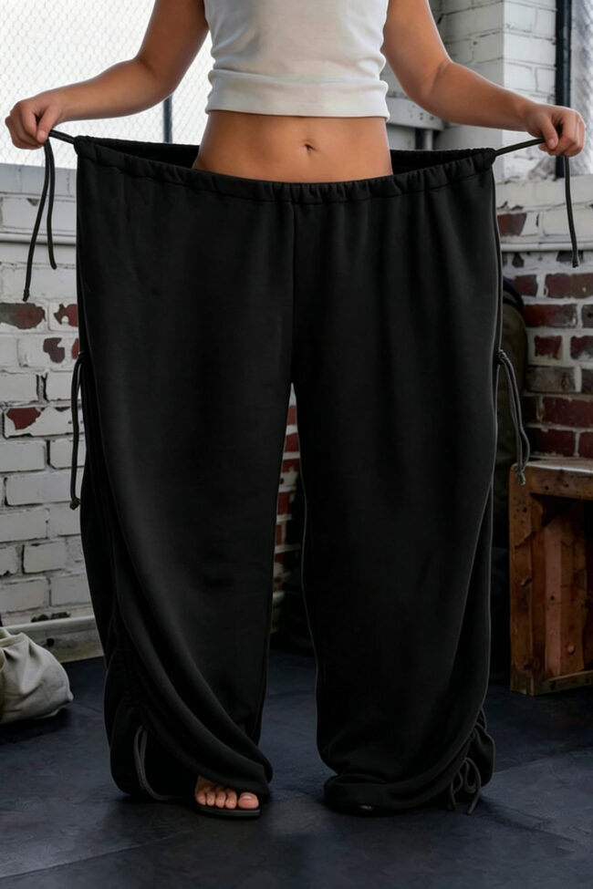 The Virginie Drawstring Waist Wide Leg Pants Detail – La Rose Couture Trousers & Skirts