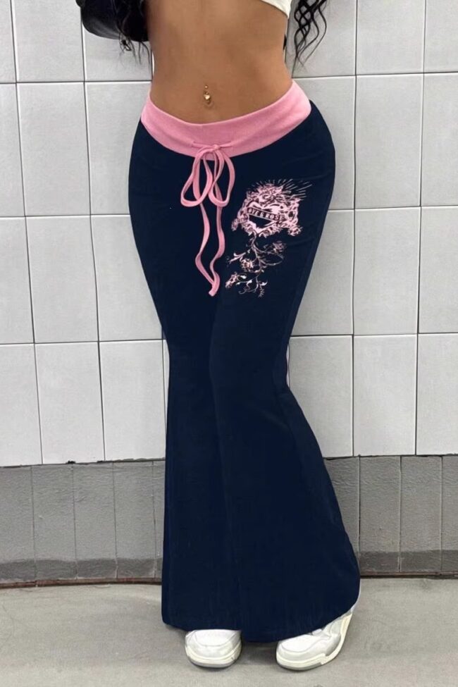 The Blanche Floral Print Drawstring Bootcut Pants – La Rose Couture Trousers & Skirts