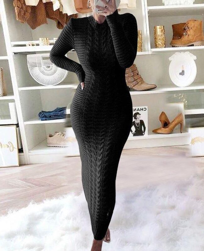 The Astrid Twisted Long Sleeve Knit Dress Detail – La Rose Couture Dresses & Gowns