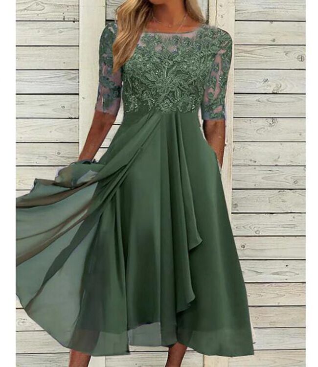 The Aurelia Elegant Chiffon Lace Spliced Dress Detail – La Rose Couture Dresses & Gowns