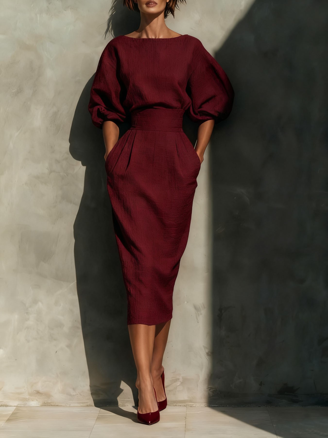 Elegant Boat Neck A Line Dress - Image 5
