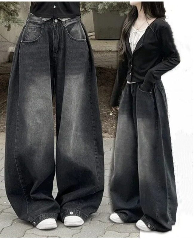 The Celine Vintage Washed Wide Leg Jeans with Ankle Button Detail – La Rose Couture Trousers & Skirts