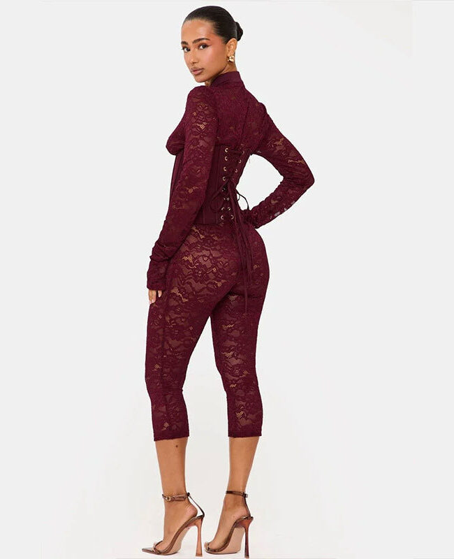 The Clothilde Elegant Lace Up Bodycon Jumpsuit Detail – La Rose Couture Dresses & Gowns