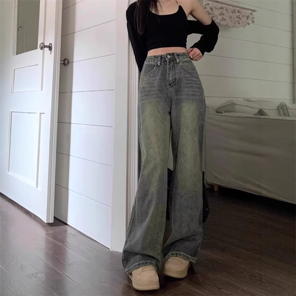 Women's Vintage High Waist Straight Leg Denim Pants - Image 4