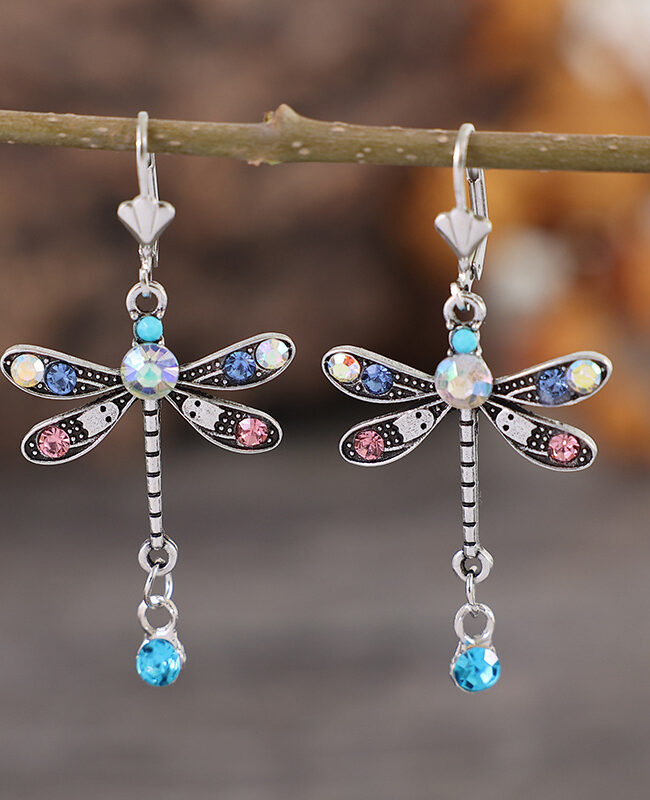 The Marlene Colorful Dragonfly Drop Earrings Vintage Long Electroplated Alloy – La Rose Couture Jewellery & Accessories