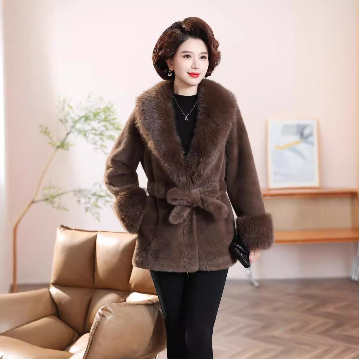Womens Faux Fur Collar Jacket - Image 4