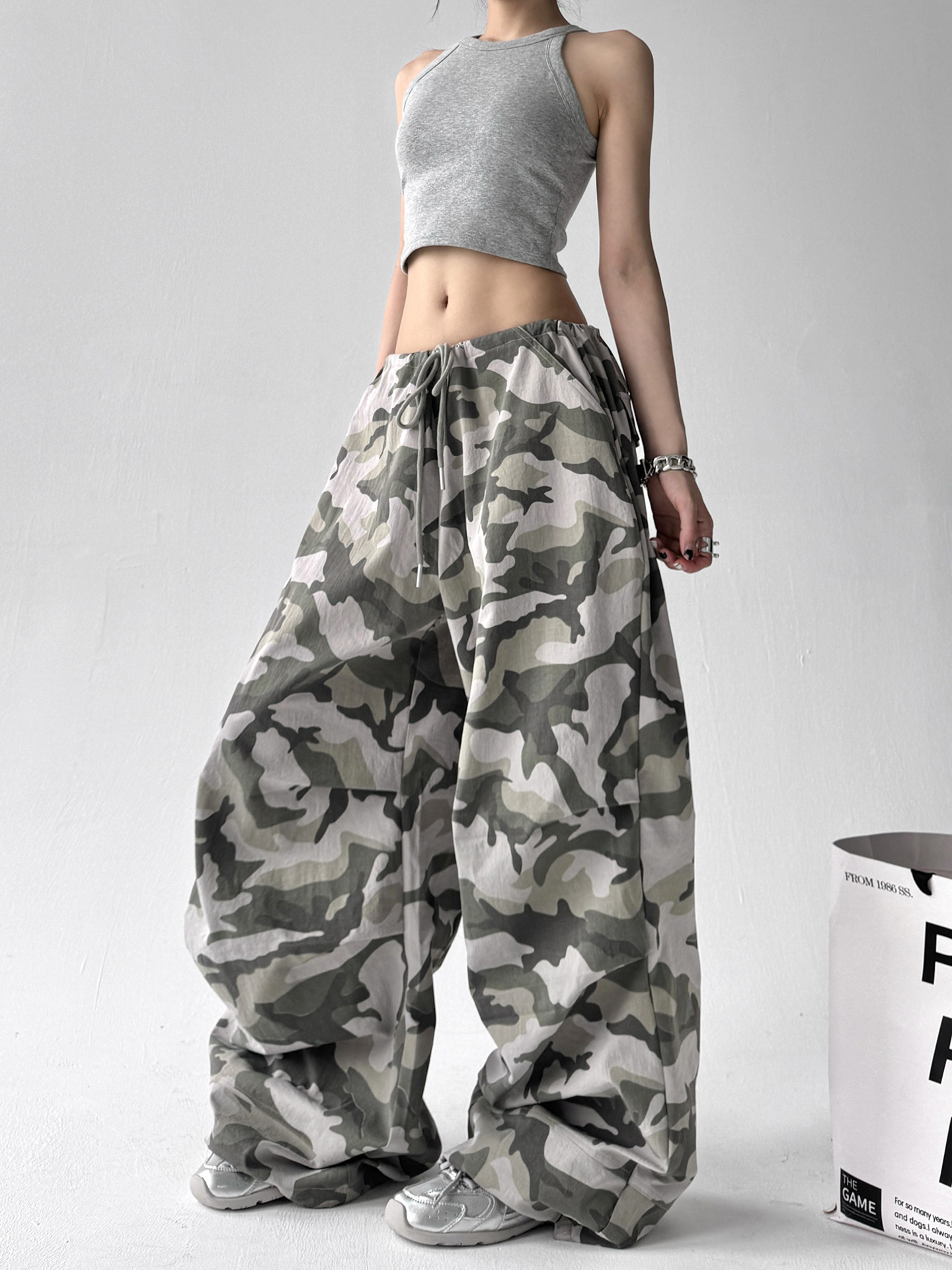 Retro Camouflage Wide Leg Casual Pants - Image 4