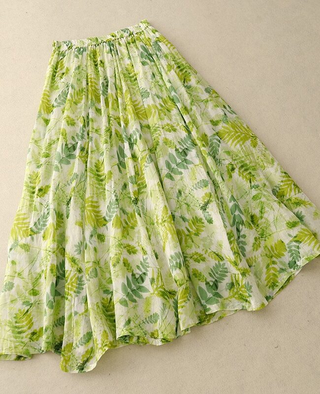 The Therese Ramie Printed a Line Mid Length Skirt Detail – La Rose Couture Trousers & Skirts
