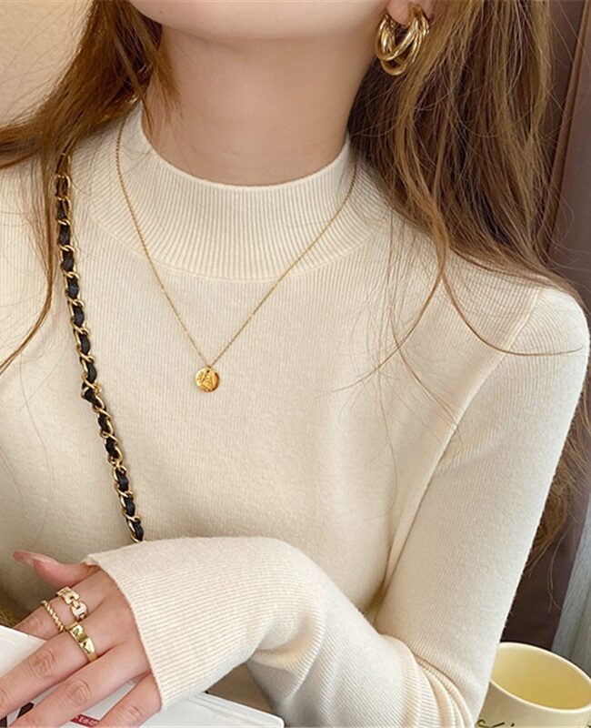 The Manon Slim Fit Half High Collar Knit Pullover Long Sleeve Sweater – La Rose Couture Tops & Blouses