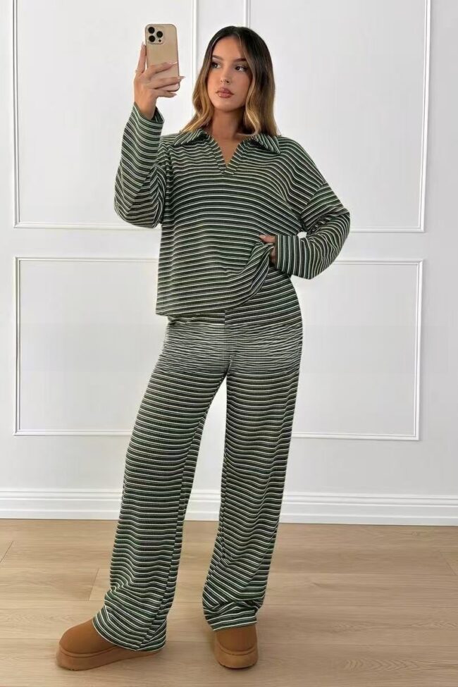 The Elodie Striped Wide Leg Pants Detail – La Rose Couture Trousers & Skirts