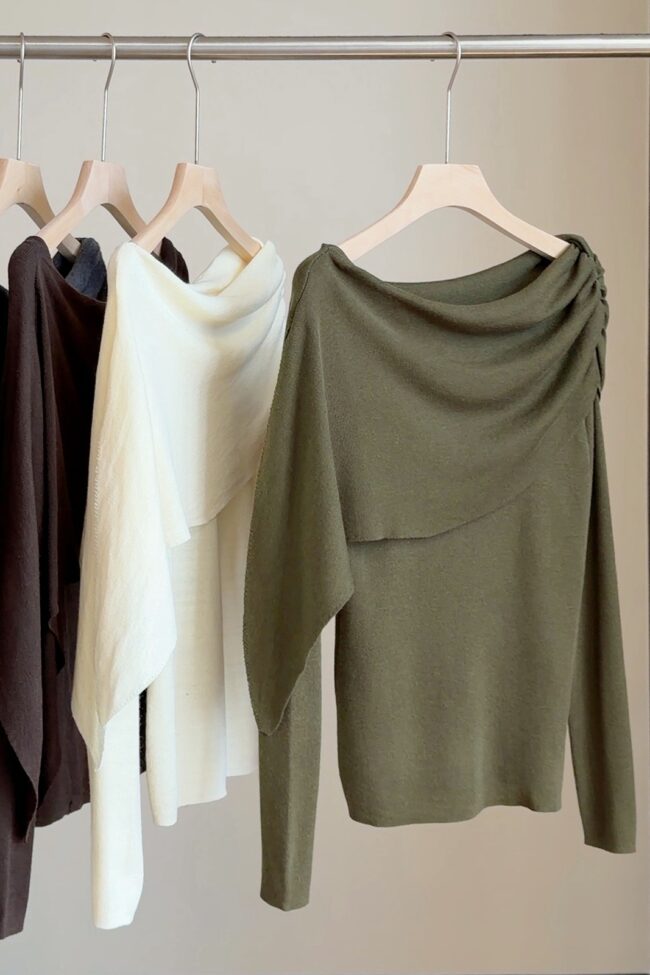 The Clothilde Knitted Cape Style Pullover Faux Two Piece Loose Top – La Rose Couture Coats & Jackets